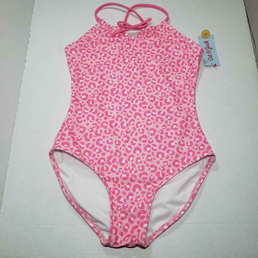 NWT Girls XL/14 Cat & Jack Pink Leopard Print swimsuit, one piece